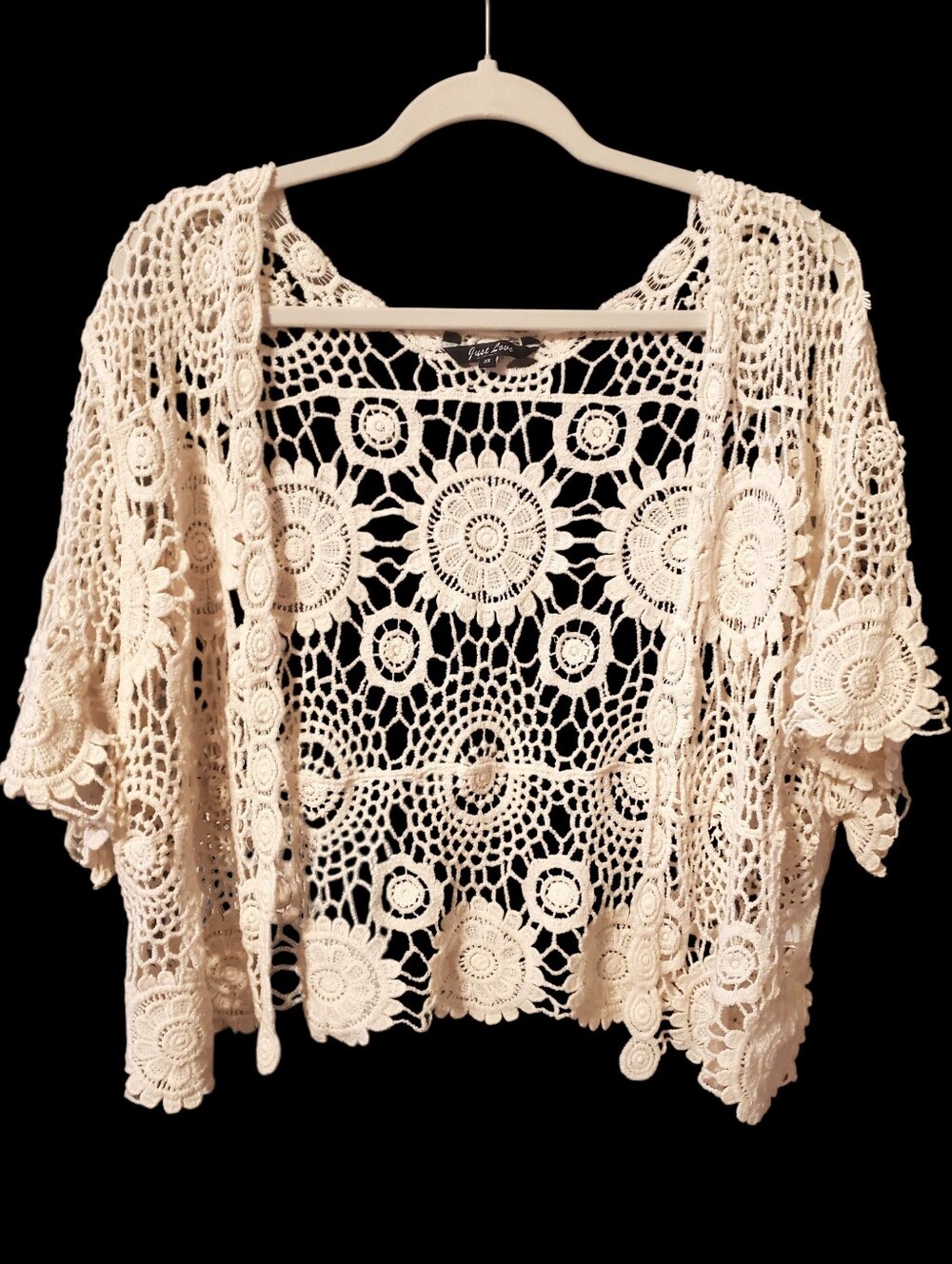 Just Love Bolero Crochet Shrug Cardi - Natural/Cream